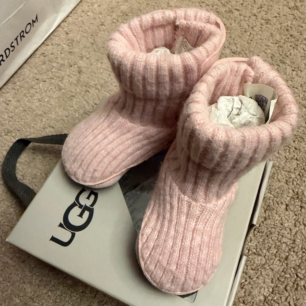UGG Soft Pink Knit Baby Booties